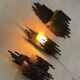 3 Brutalist wall sconces in steel and glass