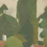 Mid Century Swedish Oil on Canvas – “Village” by Richard Björklund