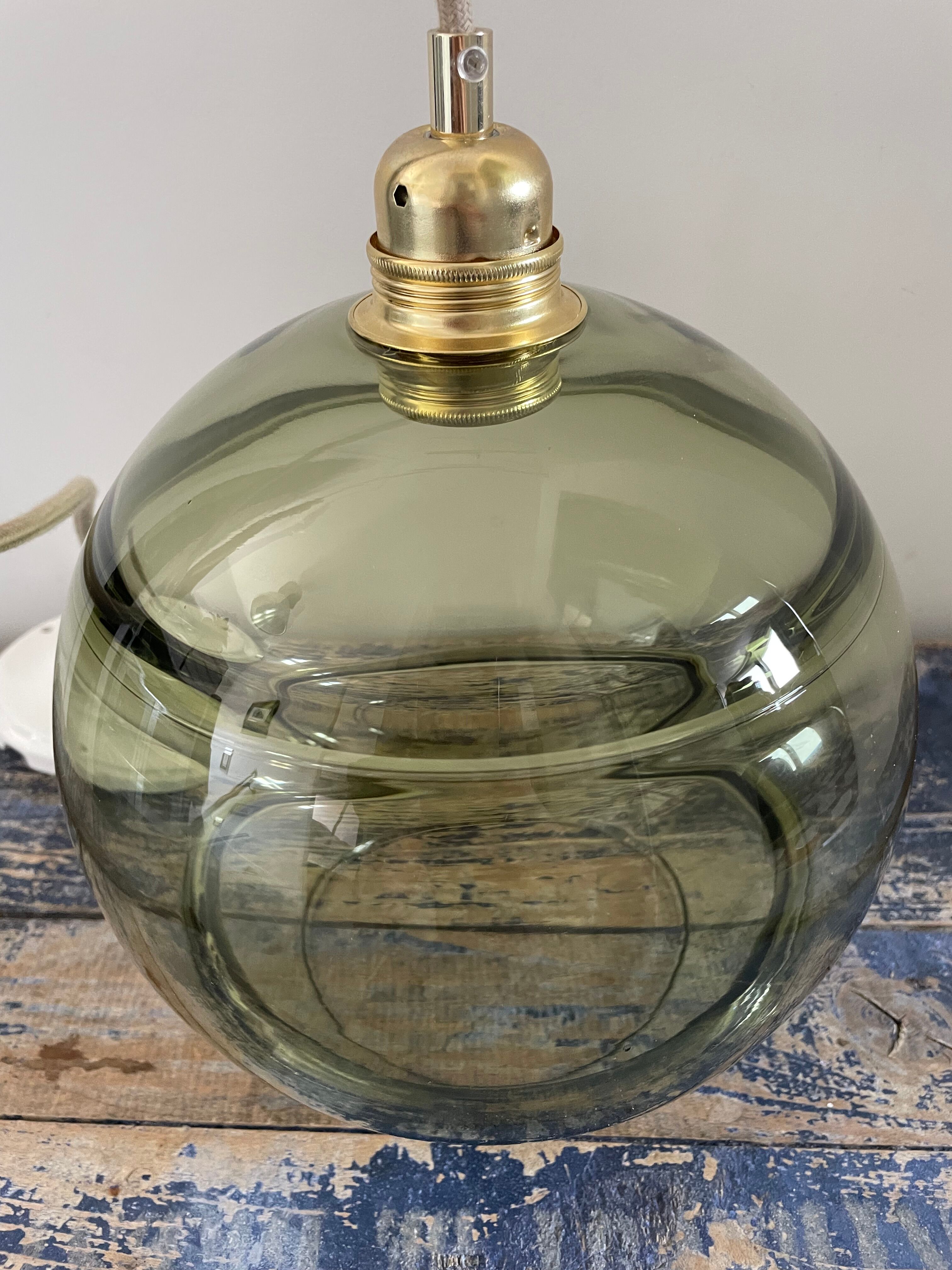 Vintage olive green pendant lamp