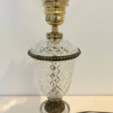 Large Albret crystal lamp in brass and neoclassical opaline glass globe