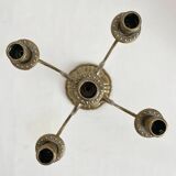 Chandelier bougeoir ancien en laiton 5 feux