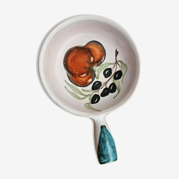 Poêlon en céramique motifs olives et tomates Vallauris