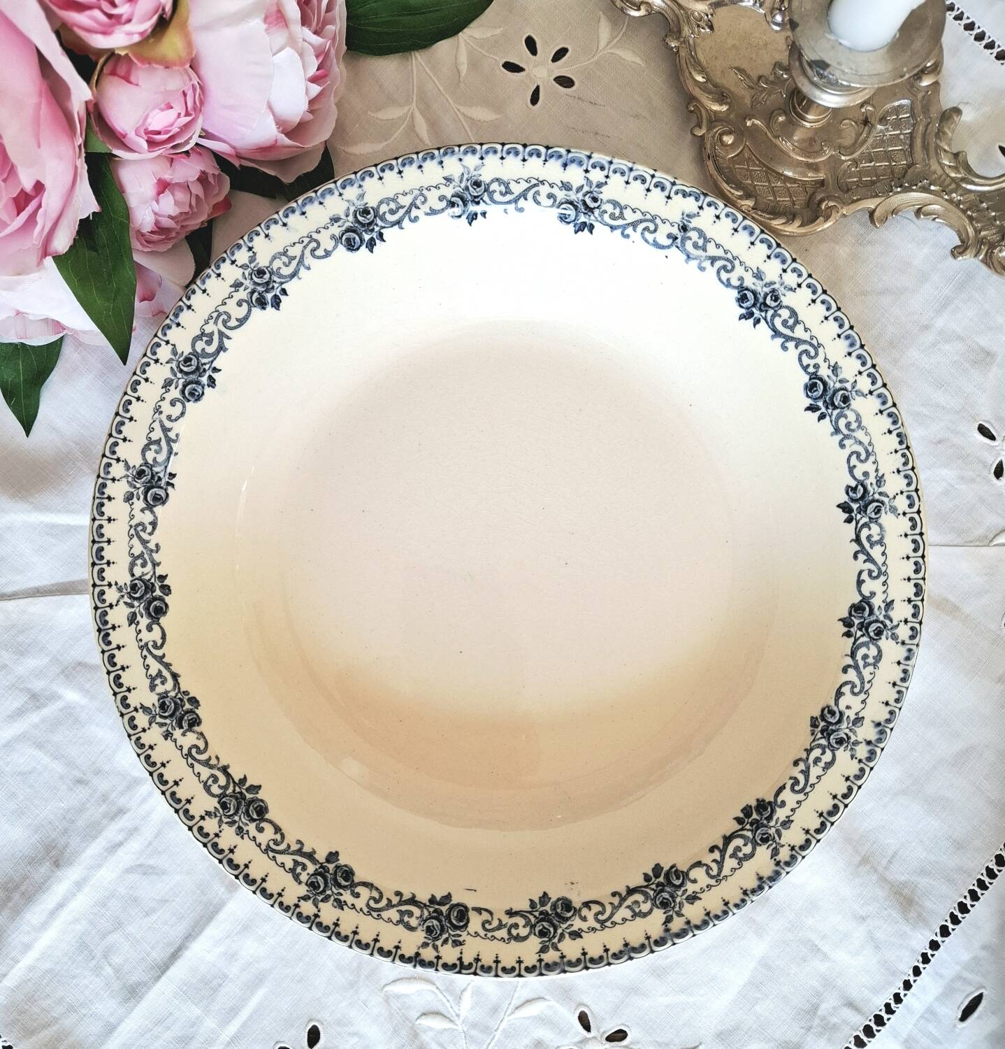 Antique serving dishes in iron earthenware