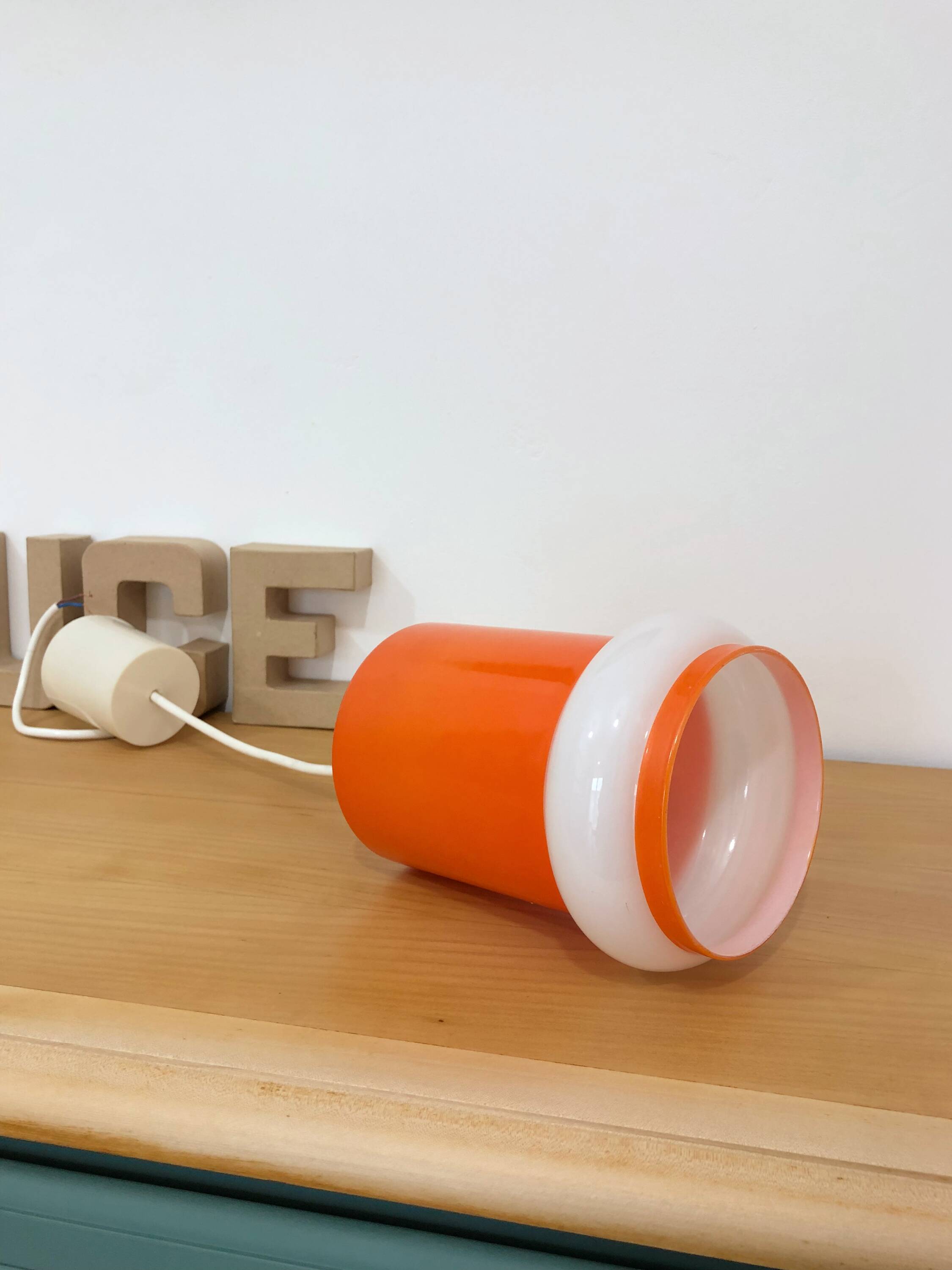Orange opaline pendant light, 1970s