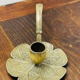 Antique brass cellar rat candle holder