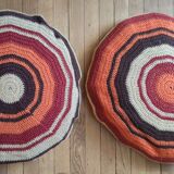 Set of 5 wool crochet cushions 1970s