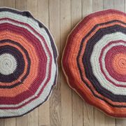 Ensemble de 5 coussins crochet laine années 1970