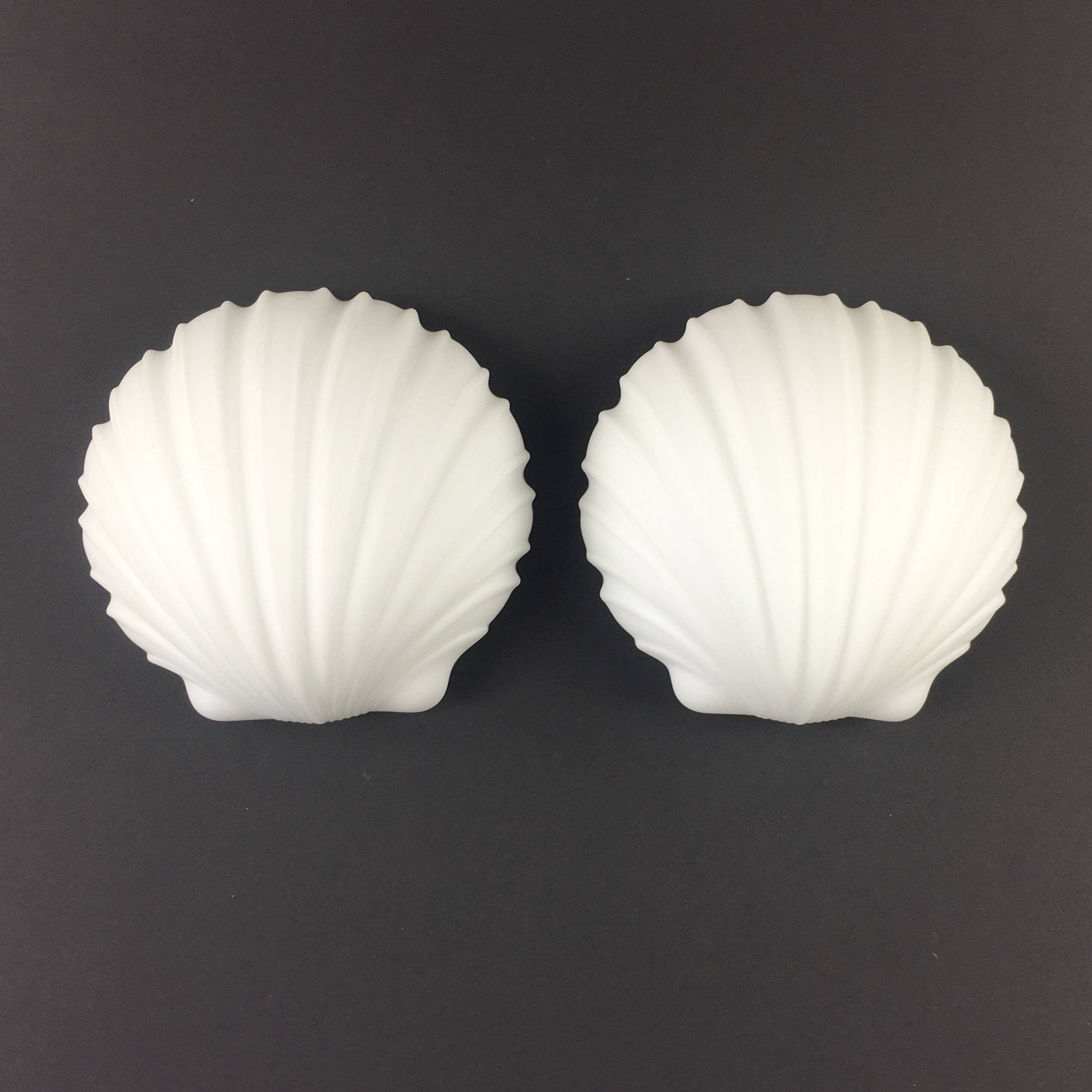 Pair of Opaline Glass Shell-Shaped Wall Lights from Limburg, Germany, 1970s
