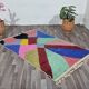 Pure wool rug with traditional coloured patterns, size 1.5/2.5 m.