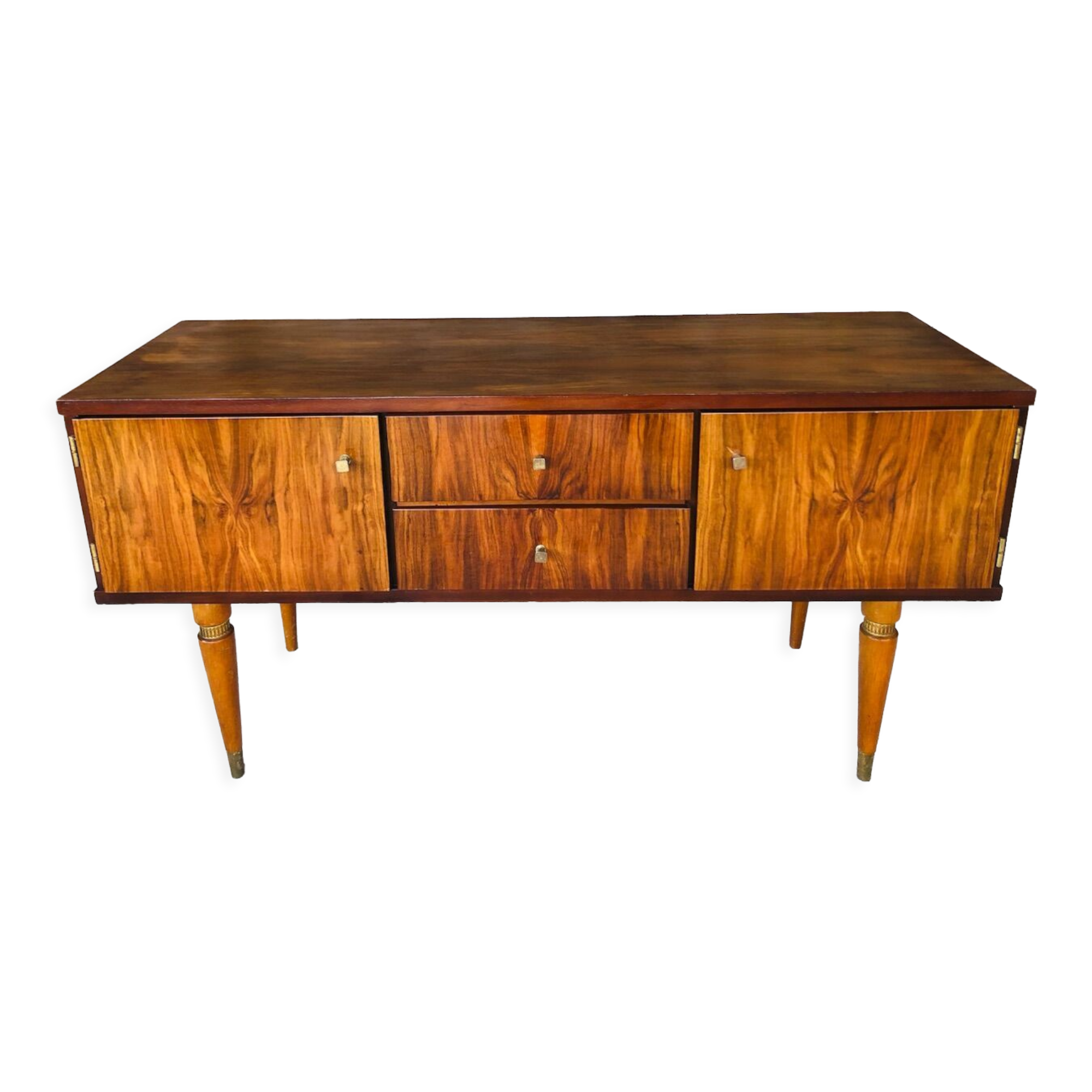 Vintage low row in flame walnut, by G N B , Circa 60