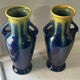 Pair of amphora vases Saint-Clément, glazed ceramic in blue and green.