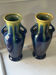 Pair of amphora vases Saint-Clément, glazed ceramic in blue and green.