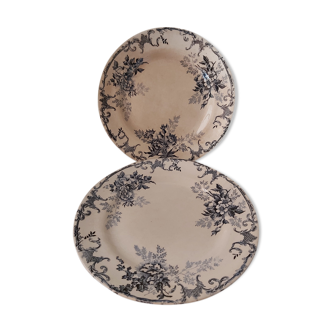Set of 2 dessert plates H. Boulenger et Cie, terre de fer
