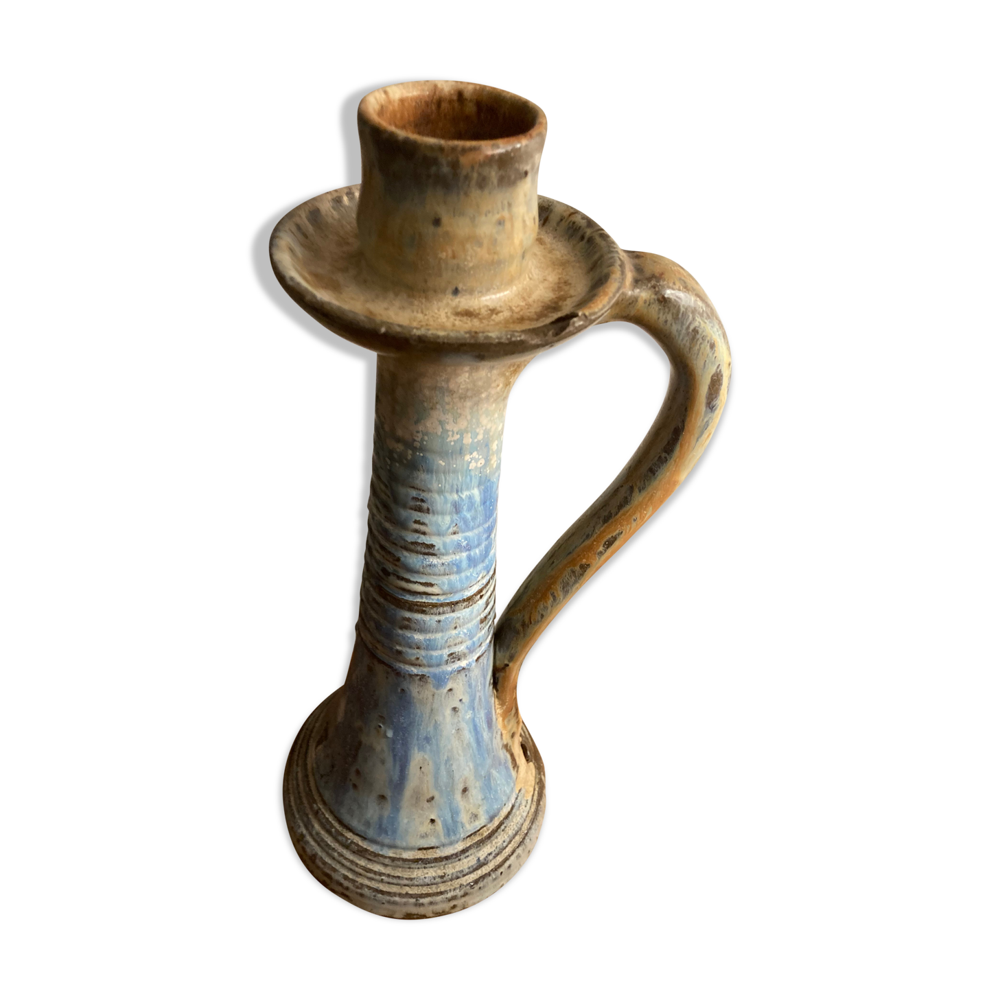 Blue ceramic candle holder