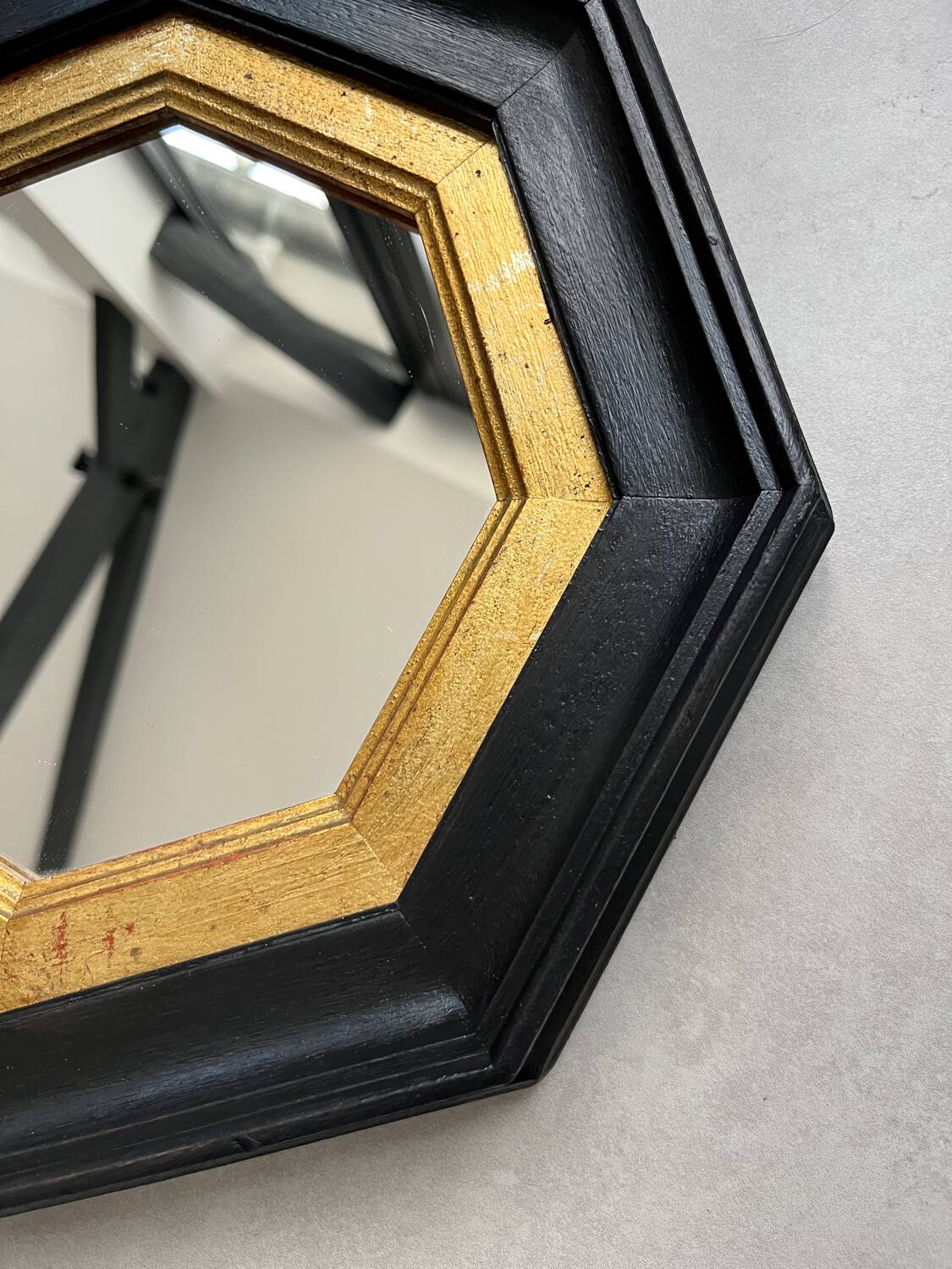 Miroir octogonal Noir et Or 29x29cm
