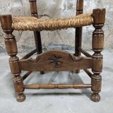 Set of 4 wooden and straw chairs