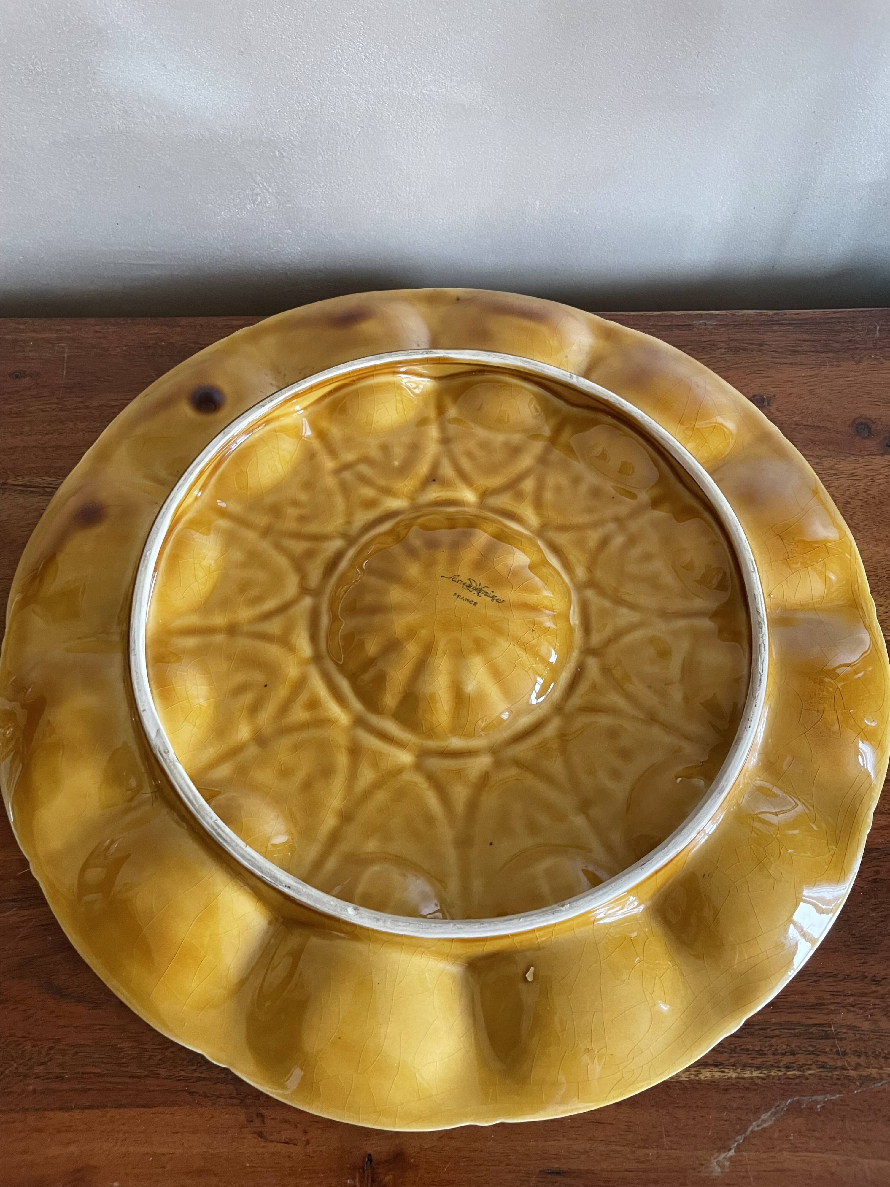 Sarreguemines earthenware oyster dish