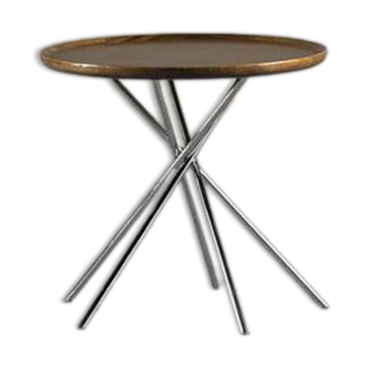 Table basse en teck avec pieds en métal, Danemark, années 1970