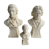 Trio de bustes Mozart Beethoven Strauss