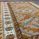 Old Turkish Rug 158x125 cm Vintage Oriental Rare Carpet Blue Brown Beige