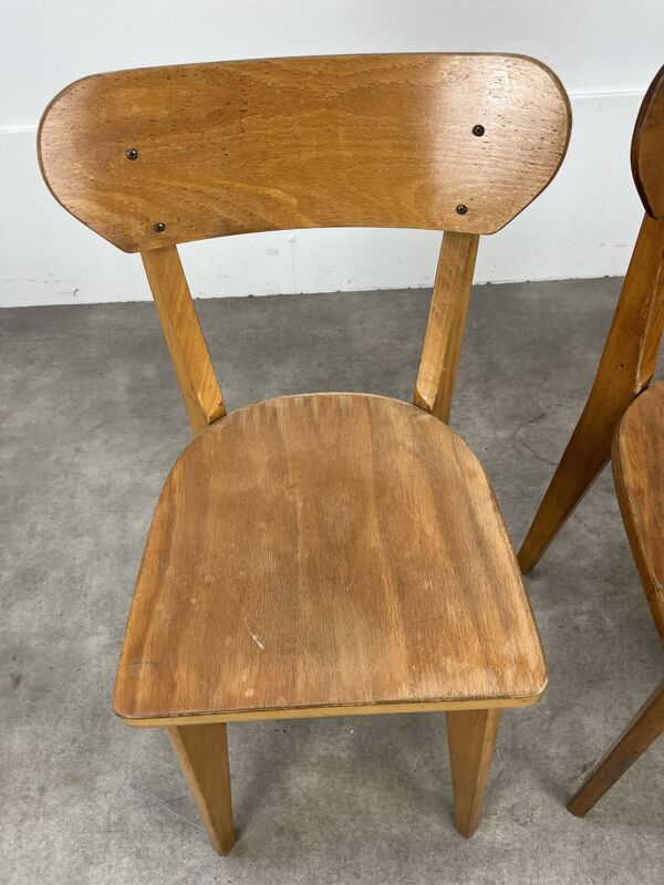 Paire de chaises bistrot Luterma, bois, années 50