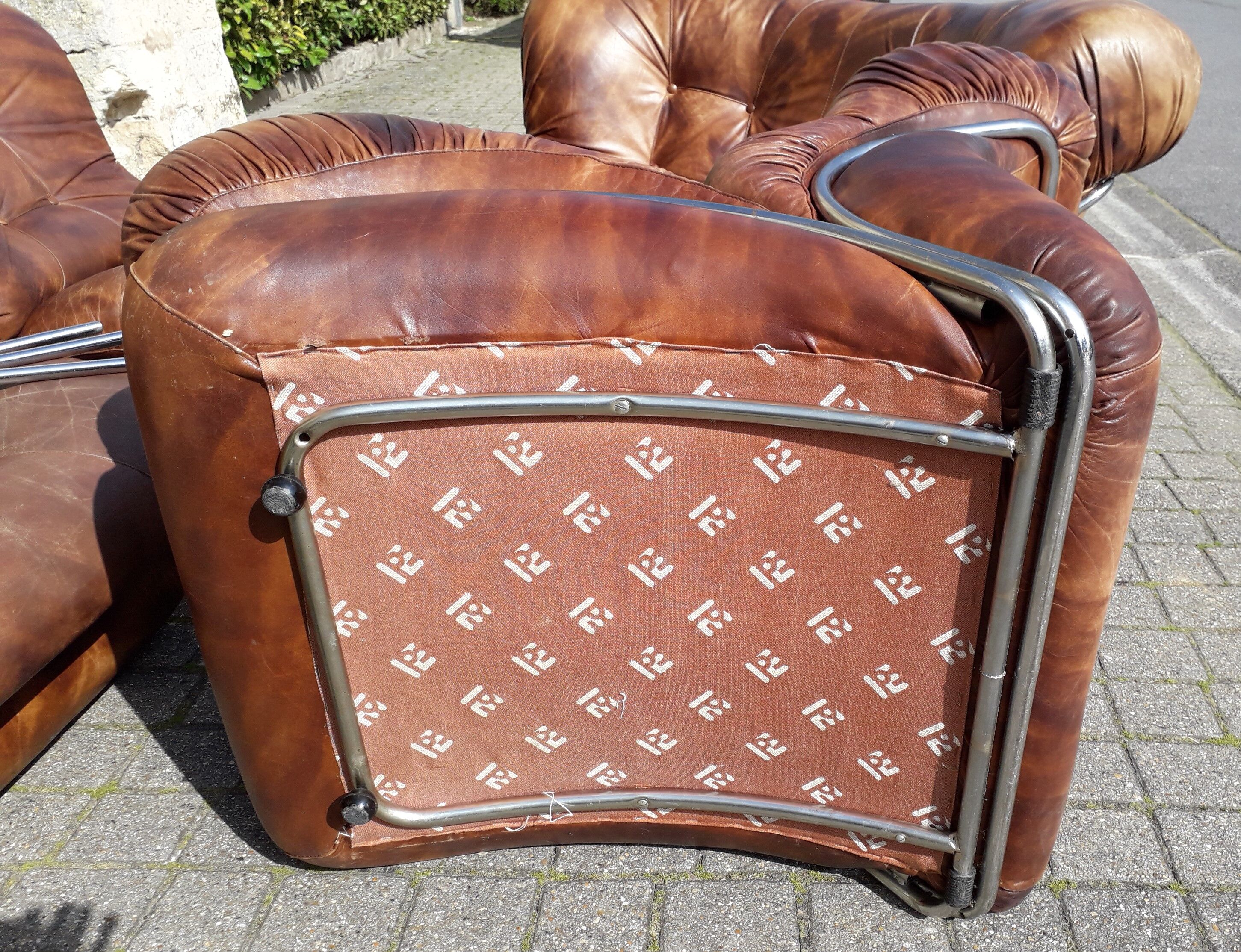 full leather sofa IPE spa Italian design 70s