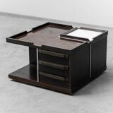 Tavolino da caffè multifunzione con ruote legno metallo anni ’70 vintage