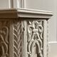 Oriental tea table or pedestal table forming a side table in solid carved and white lacquered wood