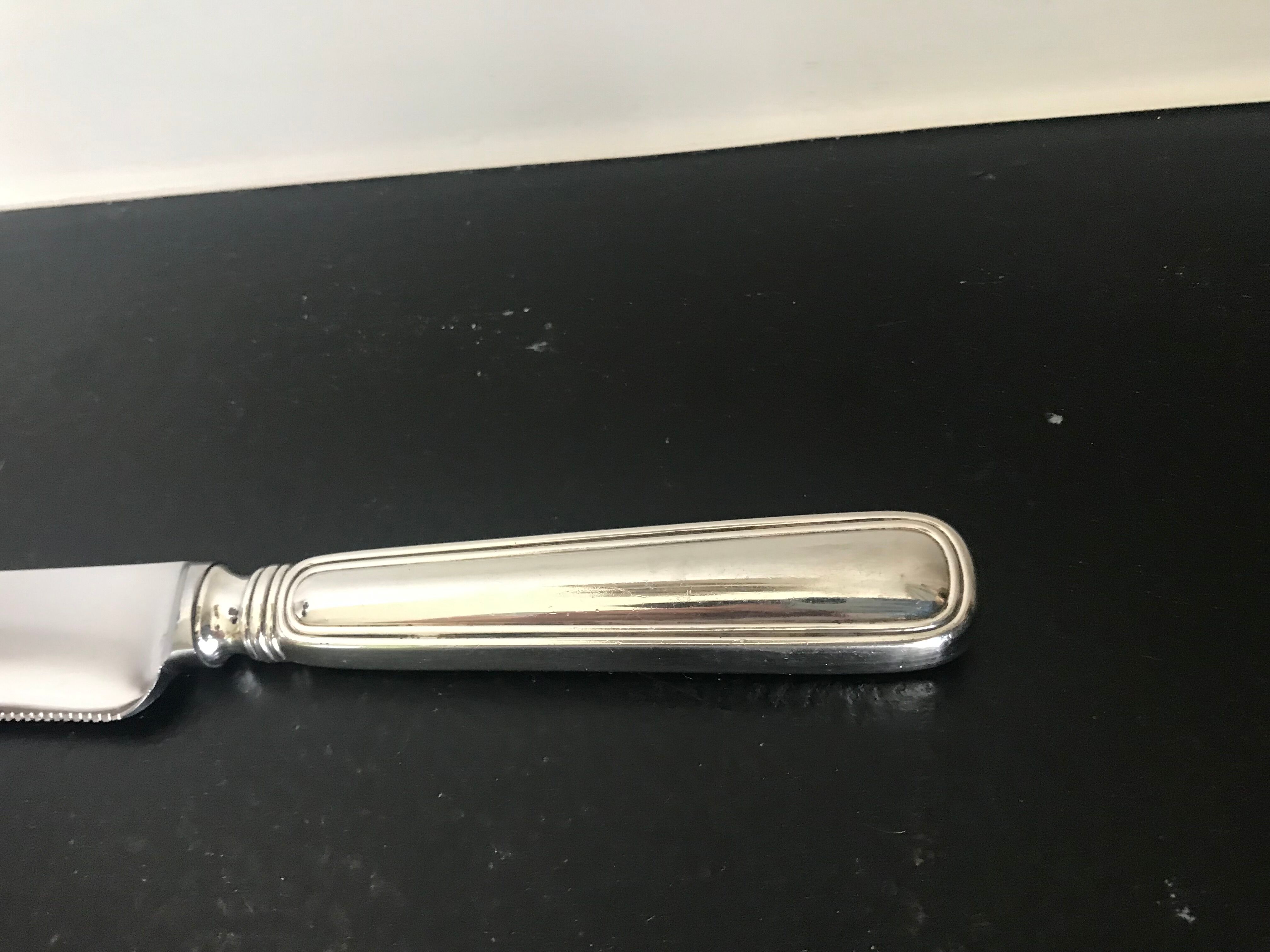 Silver metal bread knife