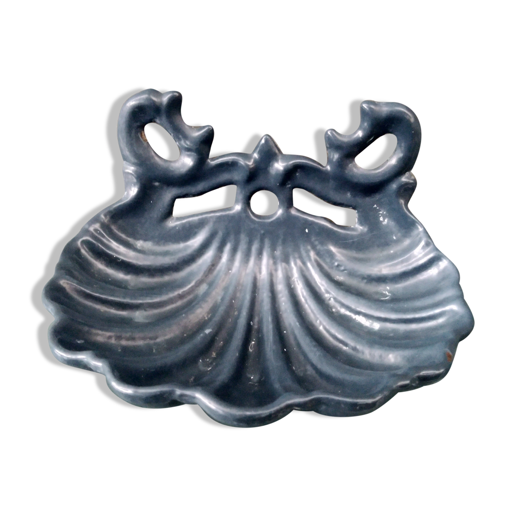 Porte-savon Ancien En Fonte émaillée Bleu - Décoration Vintage, Occasion