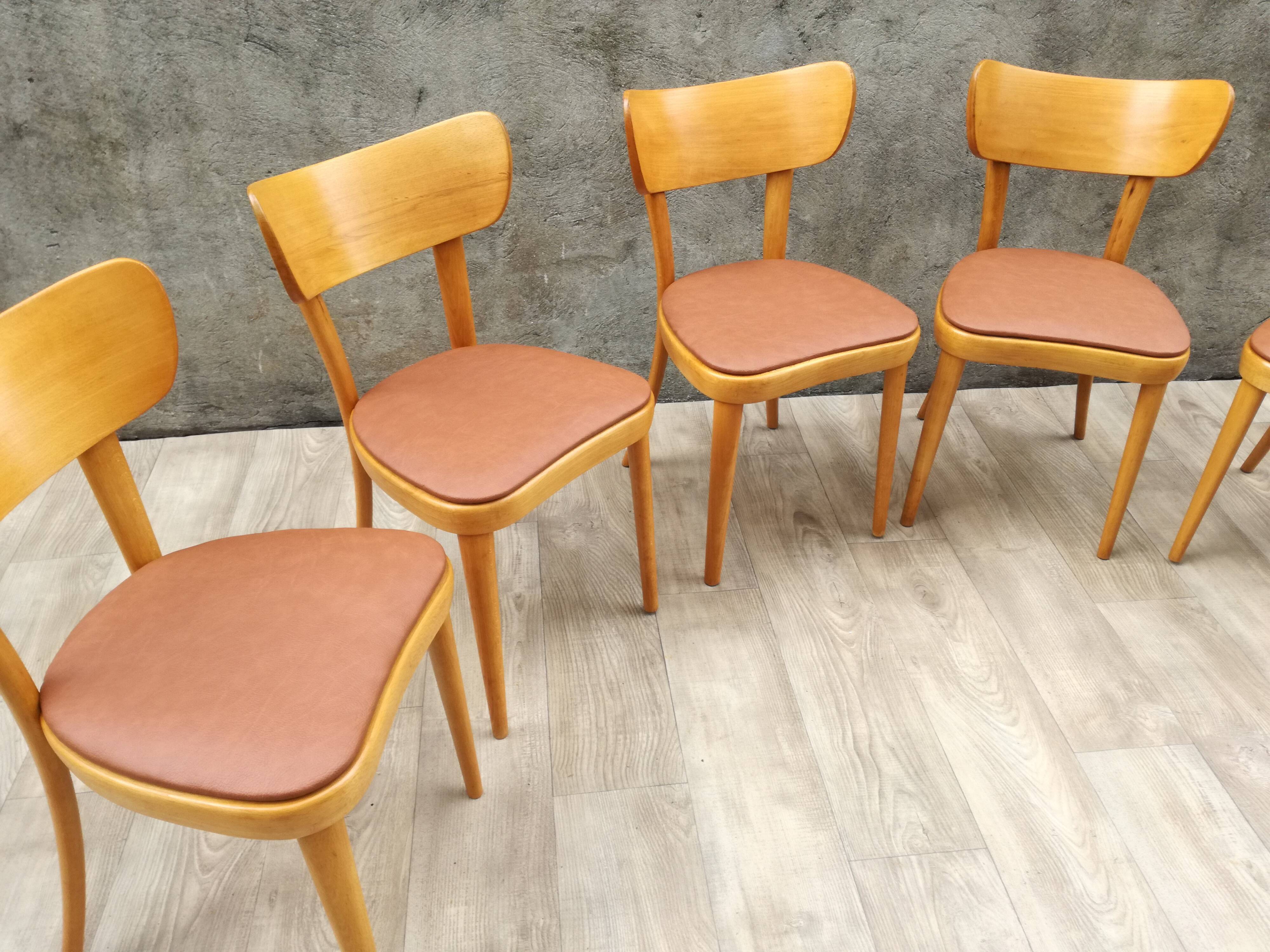 6 thonet chairs in blond wood