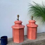 Pair of speckled pink ceramic lamp bases