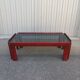 Table basse vintage acajou et verre