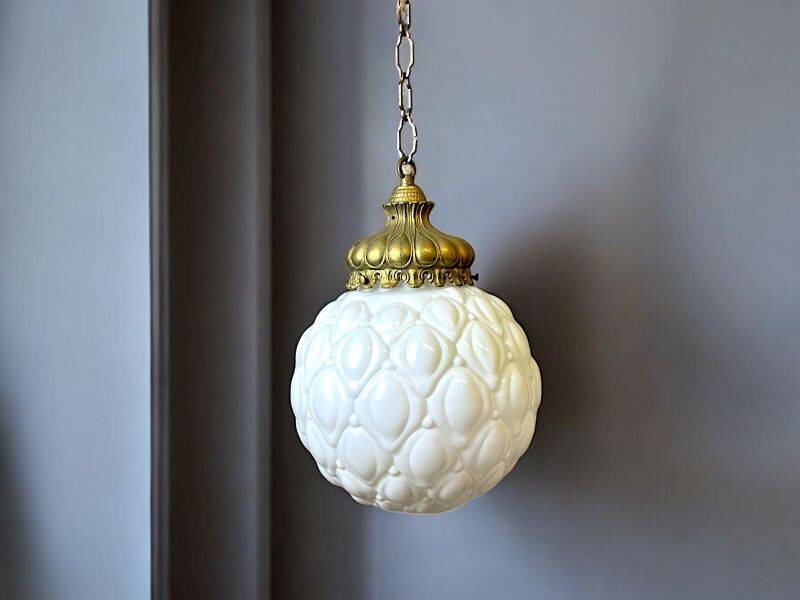 Regency style white glass hanging lamp