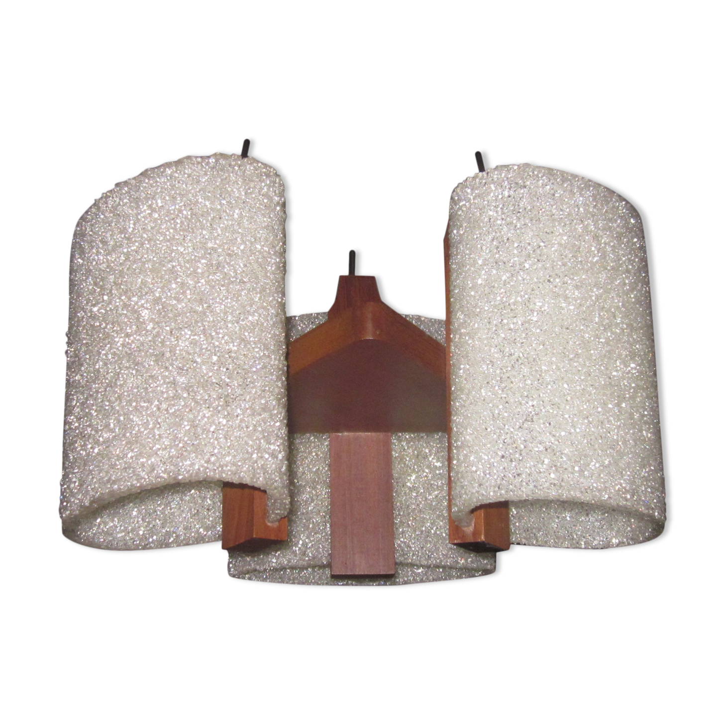 Scandinavian teak chandelier and perplexed