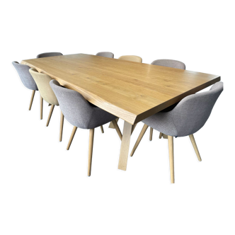 Calligaris - ensemble table jungle en chêne naturel avec 8 fauteuils