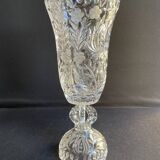 Polished and frosted molded crystal vase – Mid-20th century