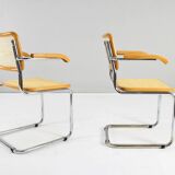 Set of Two Mid-Century Modern Marcel Breuer B64 Blonde Cesca Chairs, Italy, 70s