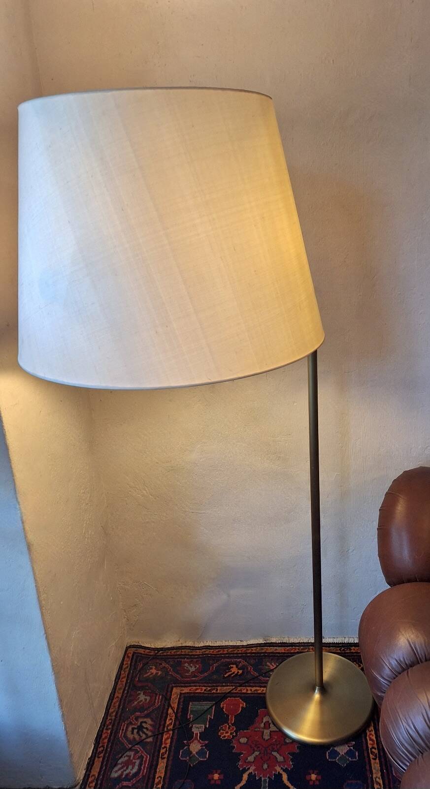 Walter von Nessen brass swivel-arm floor lamp with uplight, 1960s