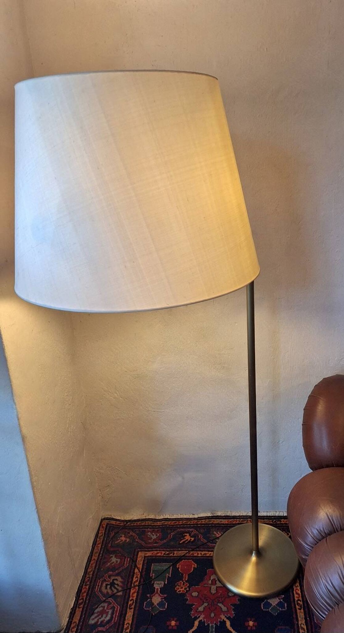 Walter von Nessen brass swivel-arm floor lamp with uplight, 1960s