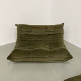 Vintage 2 and 3 seater green velvet togo set