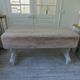 Console, solid walnut table, foldable extensions, grey patinated legs.