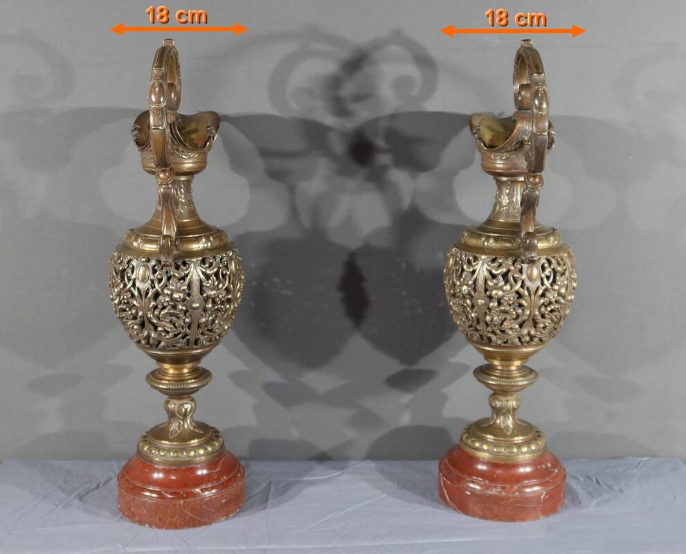 Pair of bronze ewers, art nouveau – 1910