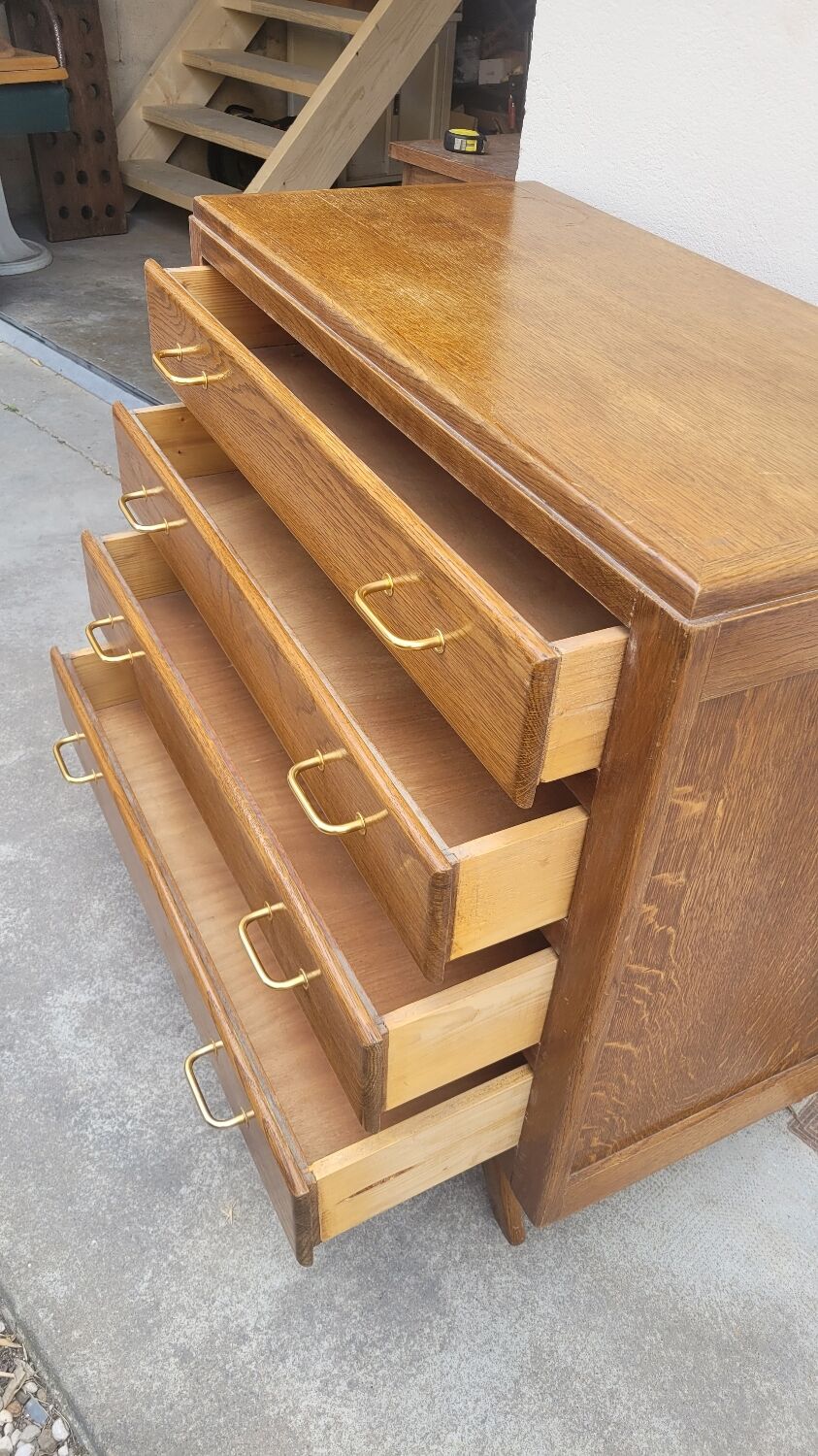 Commode vintage 1950 pieds compas 4 tiroirs