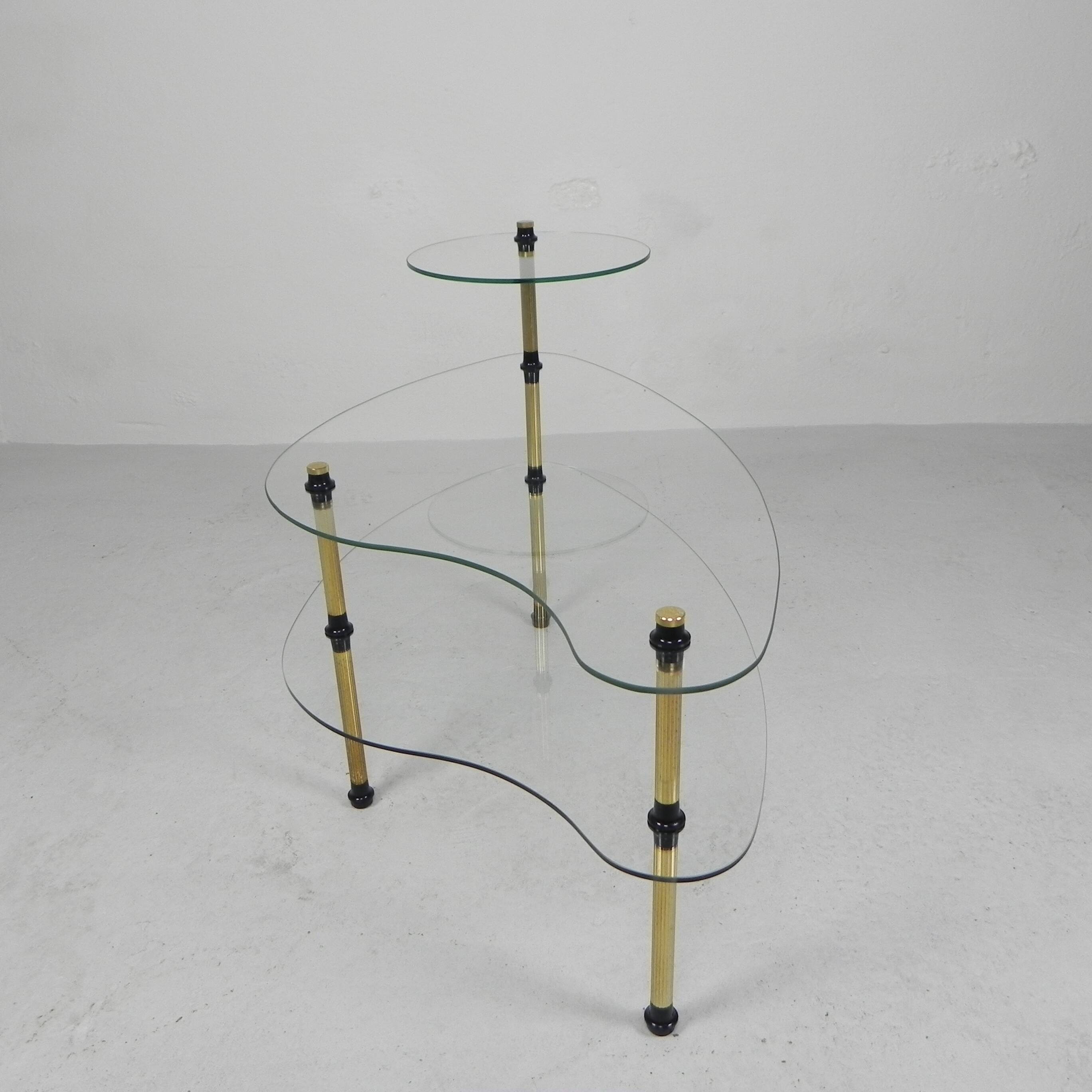 Etagere with 3 glass plates, kidney shape, 1950s