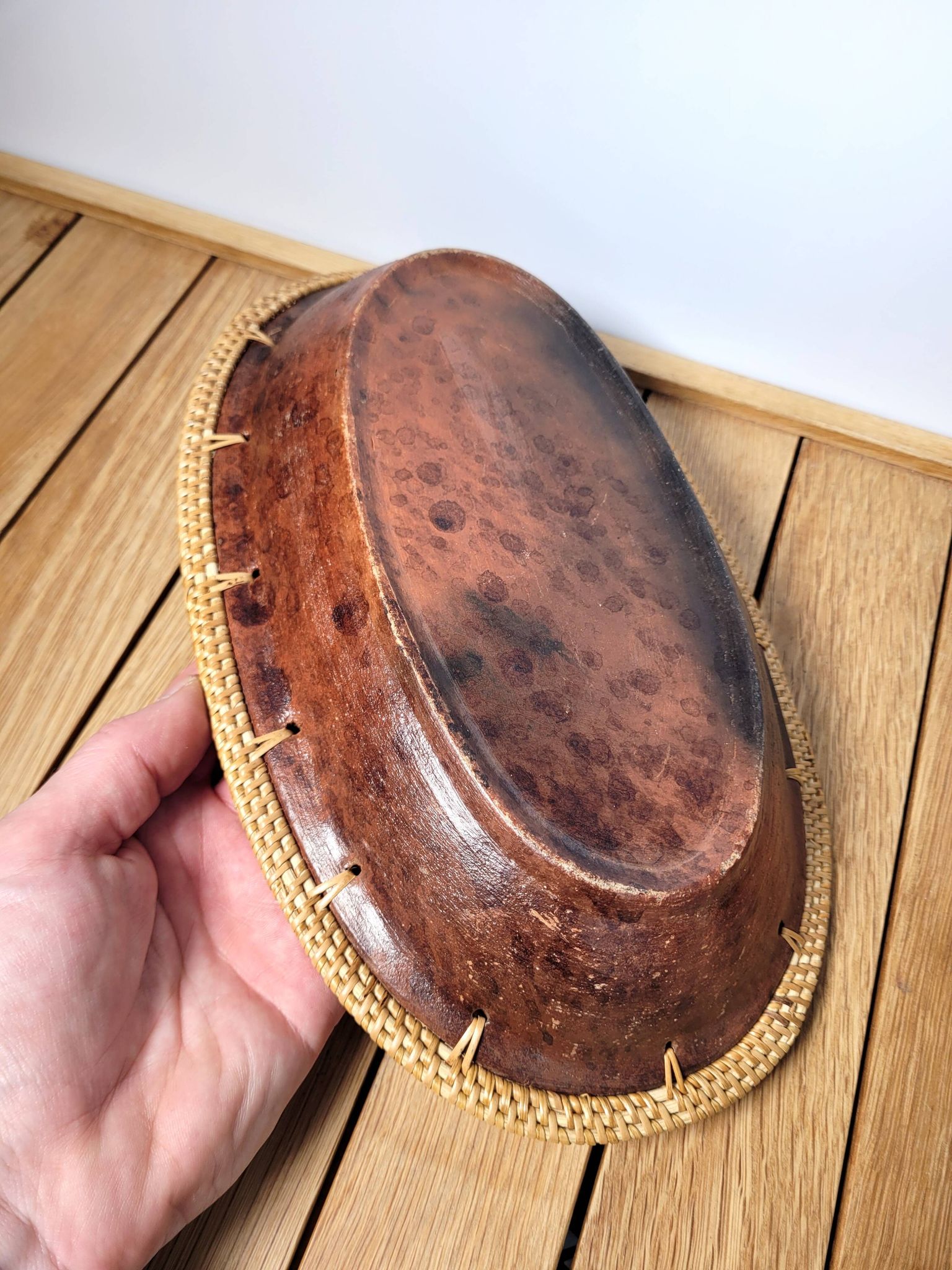 Plat ou corbeille vannerie et céramique