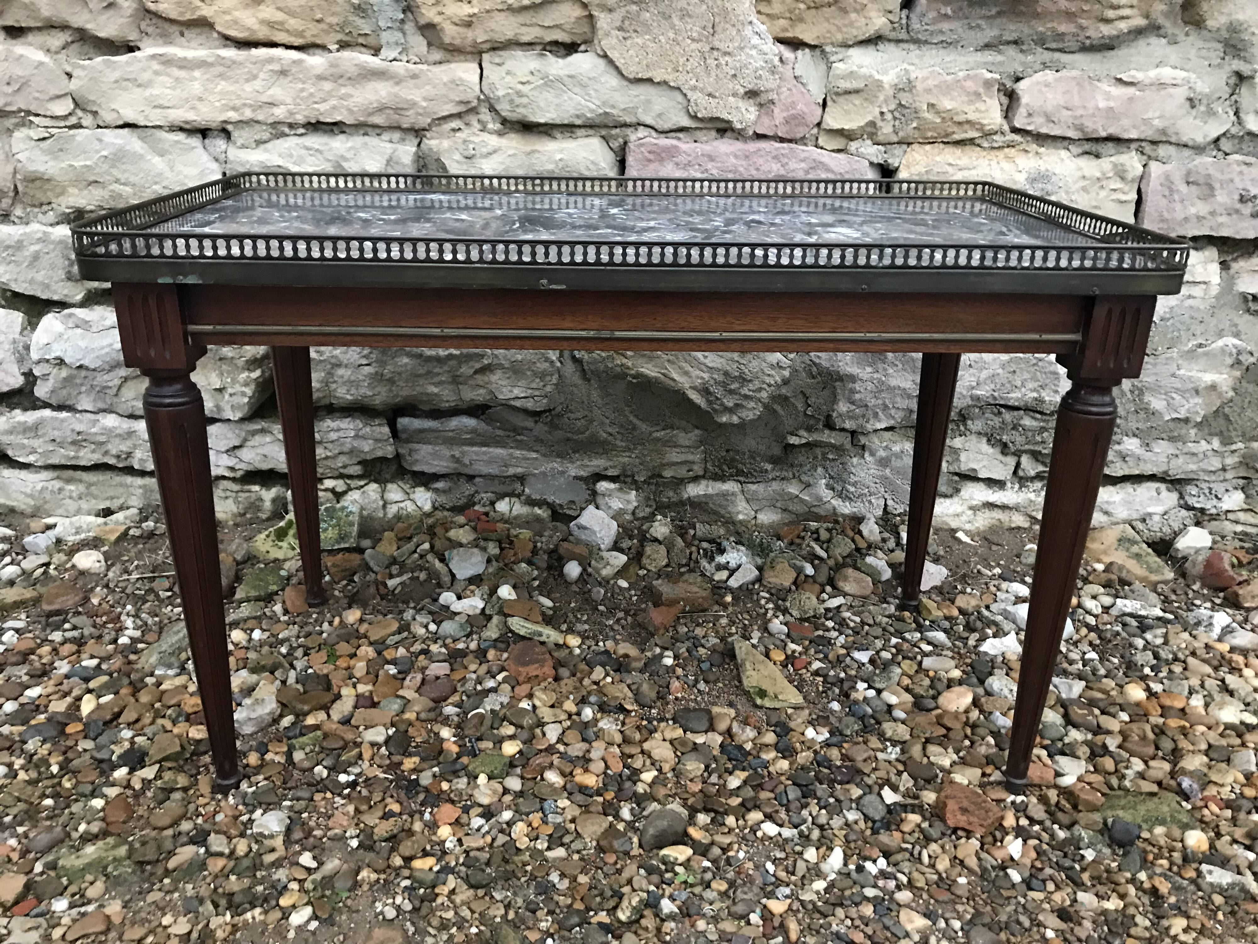 Table low Louis XVI wood and marble