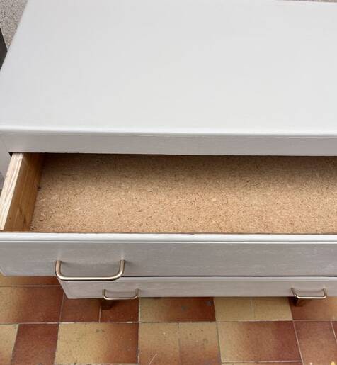Commode vintage restaurée beige