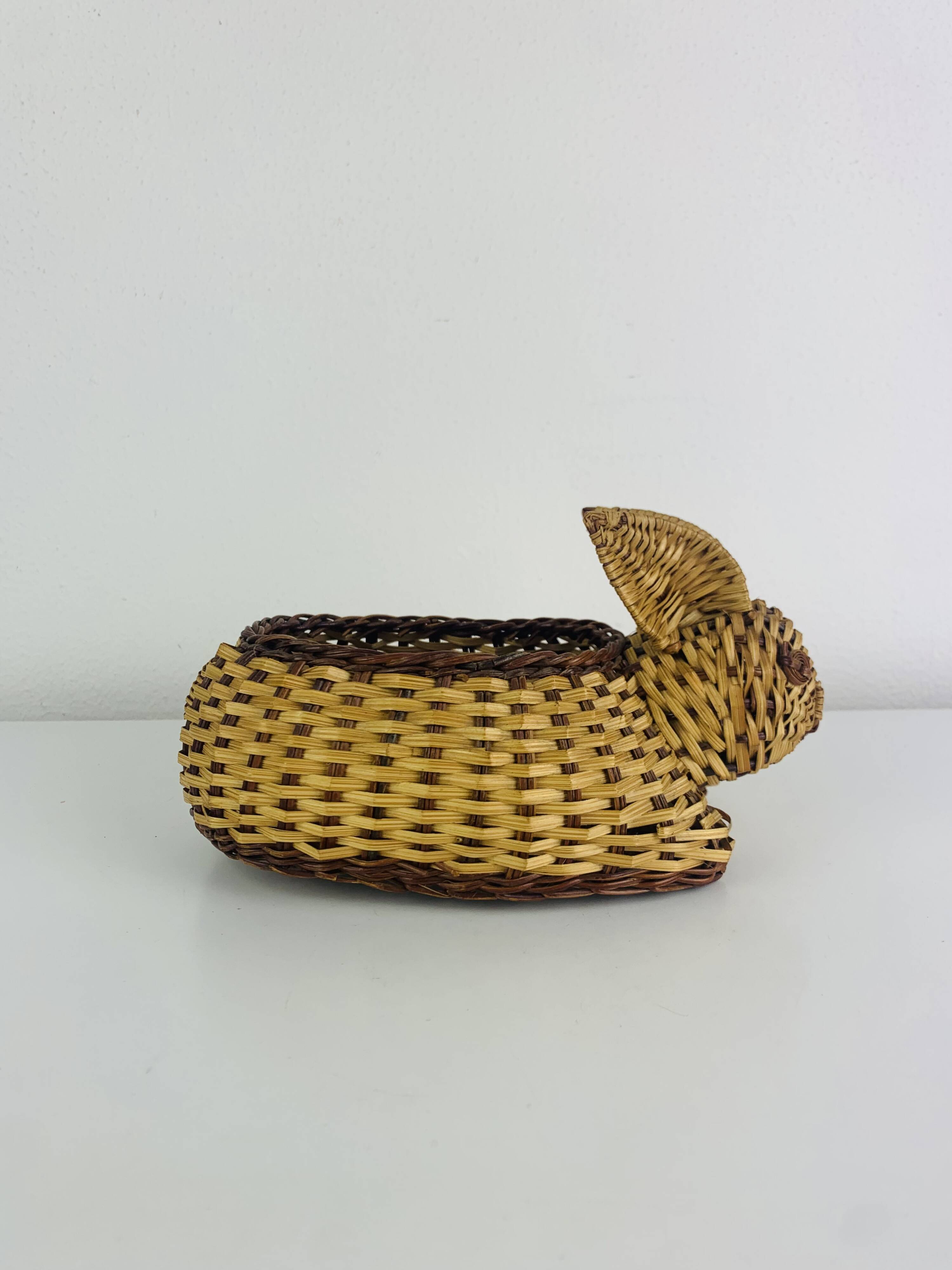 Vintage wicker rabbit basket