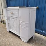 1930 Art Deco sideboard with floral motifs and marble top